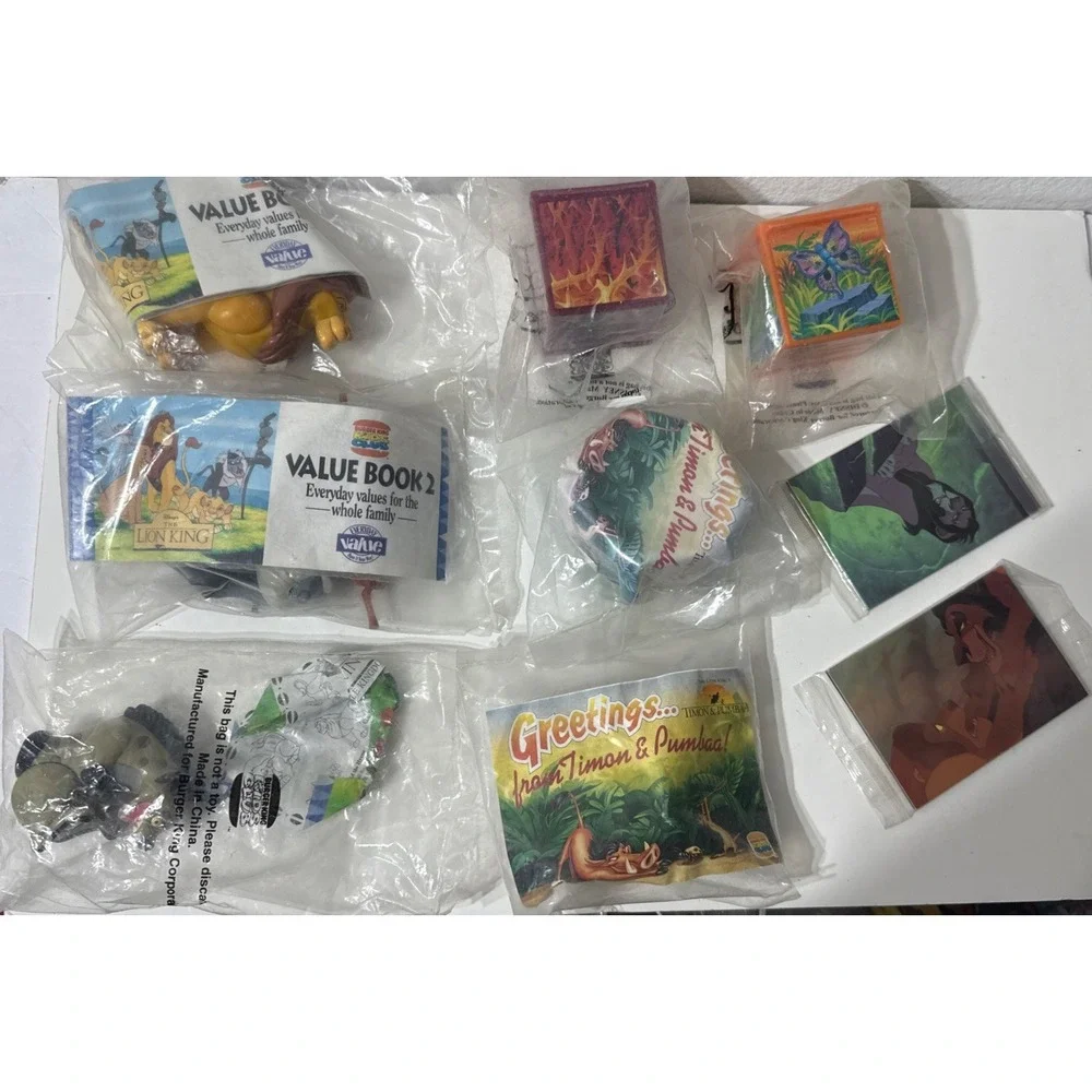Disney The Lion King Burger King 1990s Figures Trading Cards Box Puppets LOT 9pc - Picture 2 of 10